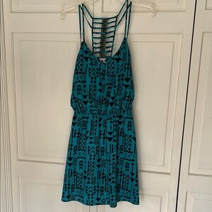 Three Pink Hearts Turquoise and Black Sleeveless Sundress